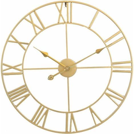Große, runde Retro-Wanduhr aus Eisen, geräuschlos, batteriebetrieben, römische Ziffern, Vintage-Stil, Wohnzimmerdekoration (1/5)