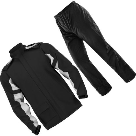 Combinaison de pluie pour moto, coupe-vent, légère, respirante et douce, avec couvre-chaussures, noire, taille L. (1/5)
