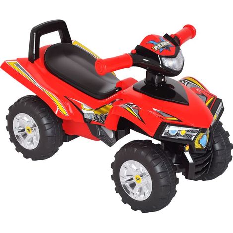 Quad Électrique Enfant, Voiture à Pédales avec Klaxon, Musique et Lumières, 60x38x42 cm, Rouge PP