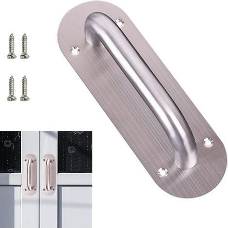Tirador para puerta corredera de granero, tirador para puerta corredera, tirador ovalado de acero inoxidable para puertas correderas y armarios, 200 mm x 65 mm (1/5)