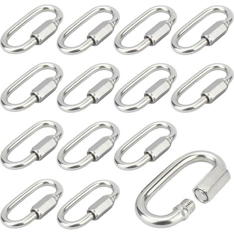 12 Pièces M5 Mousqueton à Vis Maillon Rapide en Acier Inoxydable 304 avec Capuchon à Vis et Verrouillage pour Cordes et Chaînes (1/5)