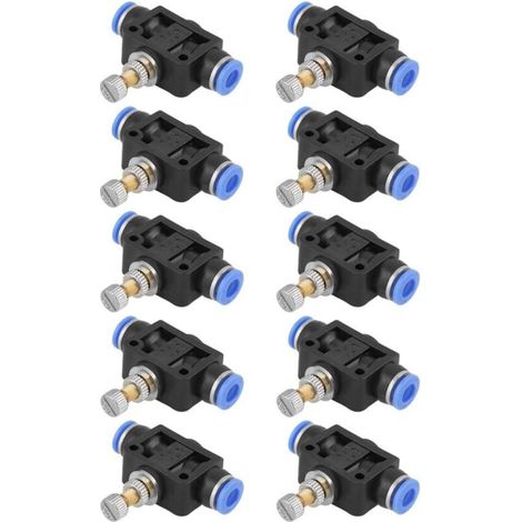 10 pcs Tuyau Papillon Push-in Régulateur de Vitesse Valve de Contrôle Pneumatique de Débit d'Air Connecteur de Vanne Raccord rapide 6mm (1/5)