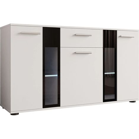 Cómoda Genio, Blanco, Con cajones y puertas, Número de cajones: 1, 80x141x41cm, LED