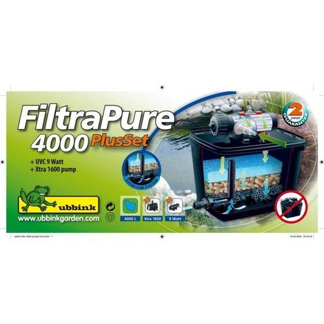 Ubbink – Filtre de bassin FiltraPure 4000 Plus 26 L – Débit 4000 L/h – Technologie de filtration avancée – Pour bassins jusqu'à 4000 L (1/6)