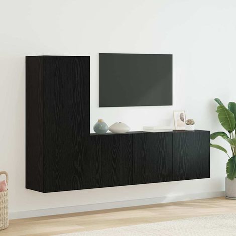 TV-Wandmöbel 5 pcs Schwarz Eichen-Optik Holzwerkstoff