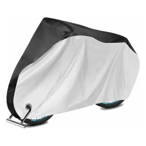 1 x housse de vélo noir + argent, 300D Oxford cloth PU, imperméable à la pluie, protégé contre les UV, anti-poussière, housse de vélo antidérapante. (1/5)