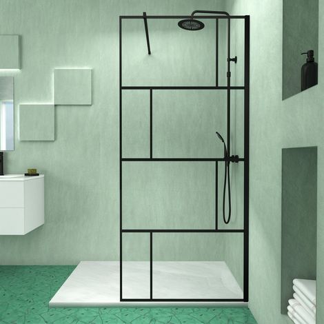 Pack Mampara de ducha 90x195 cm y Plato de Ducha Blanco efecto piedra 140x90 cm