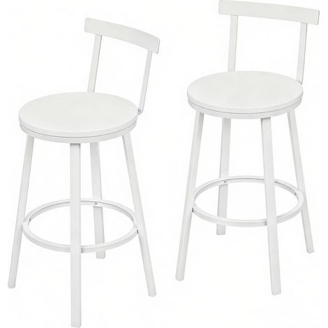 CHICFURN Taburete de bar 51,5 x 51,5 x 89 cm blanco, respaldo curvado, lote de 2 (1/5)