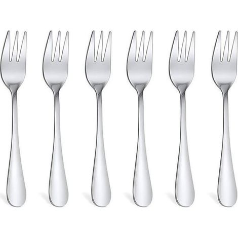 Fourchette À Dessert - Acier Inoxydable Alimentaire - 13,8 Cm - Pour Fruits Gâteaux Salades - Lot De 6 (1/5)