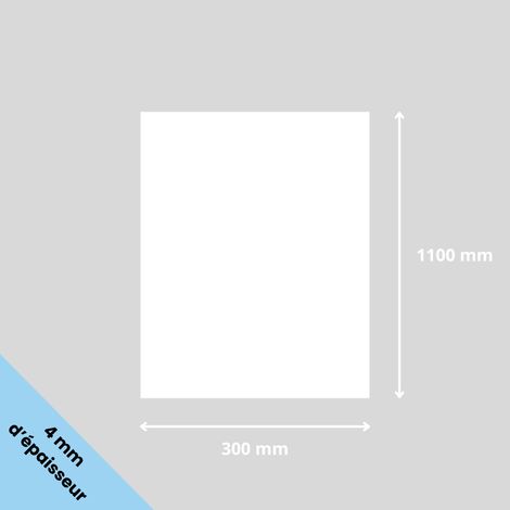 Plaque verre acrylique blanc 4 mm - 30 x 110 cm (300 x 1100 mm) - Verre synthétique - Plaque PMMA XT - Plexiglass