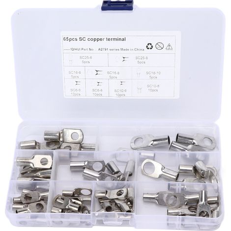 65 robuste Kupferdraht-Batteriekabel-Aderendhülsen für Fahrzeuge, Boote und maritime Anwendungen. (1/5)