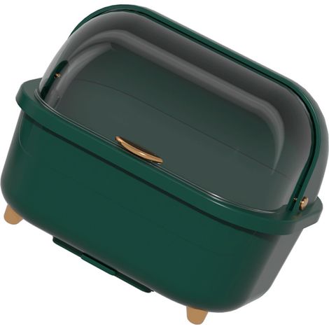 Großer grüner Geschirrabtropfkorb, multifunktionale Trockenbox mit Deckel, platzsparender Küchenhelfer-Organizer (1/5)
