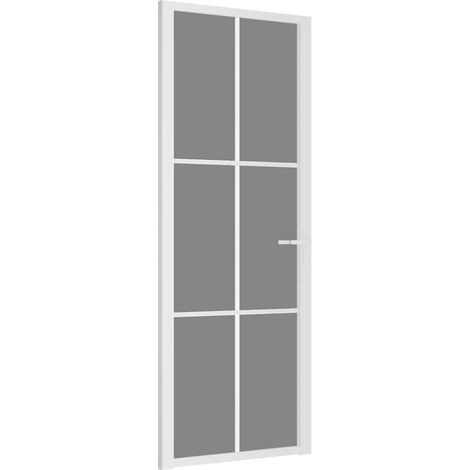 vidaXL Puerta interior vidrio EGS y aluminio blanco 76x201,5 cm (1/2)