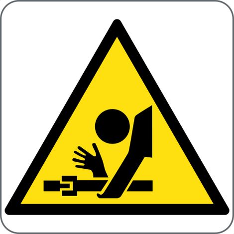Panneau d’avertissement : danger de saisie du bras - Matériau : Aluminium - Taille : 6060 mm - Material: adhesive-pvc - Size: 6060mm