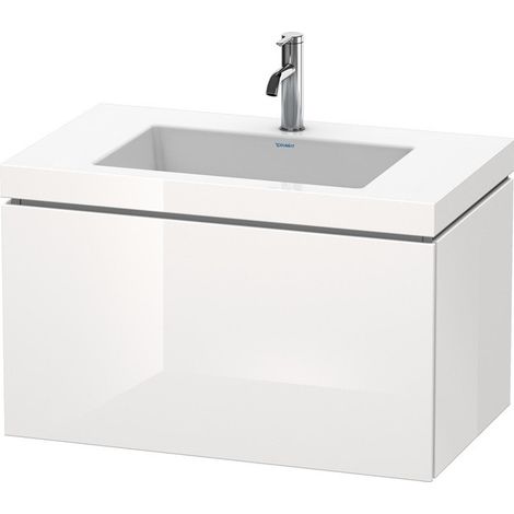Meuble sous-vasque L-CUBE WT Vero Air 500x800x480mm 1 trou de robinetterie blanc brillant