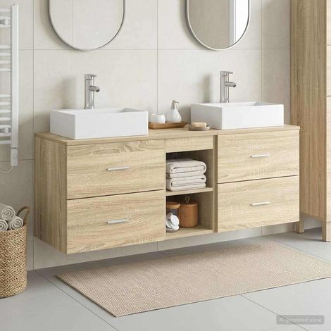 vidaXL Bathroom Cabinet Set 3 pcs Sonoma Oak 129 x 41 x 79.5 cm (1/5)