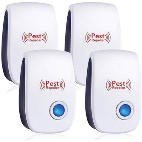 4 Pack Ultrason Souris et Rats,Répulsif Ultrason Anti-Rongeurs Insectes & Intérieur Répulsif Électronique Anti Souris, Moustiques, Cafards, Rats, Fourmis, Araignées (1/5)