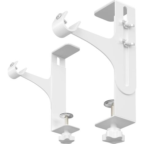 Support Tringle Rideaux sans Percage - Accroche Rideau sans Perçage, Support Tringle Coffre Volet Roulant pour une Hauteur de 14 à 25 cm, Blanc, Pack de 2 (1/5)