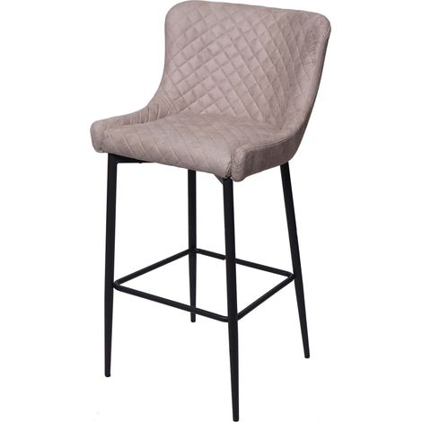 Sgabello vintage con poggiapiedi HHG-062 metallo tessuto grigio