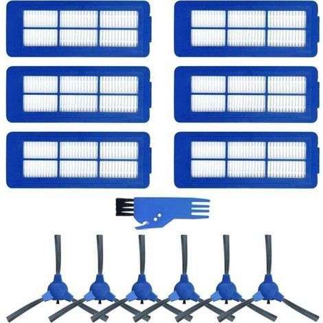 Accessoires pour aspirateur robot, XU, Pour Eufy RoboVac 11S MAX/15C MAX/30C MAX/G30, 6 filtres + 6 brosses latérales+1 brosse de nettoyage bleue (1/4)
