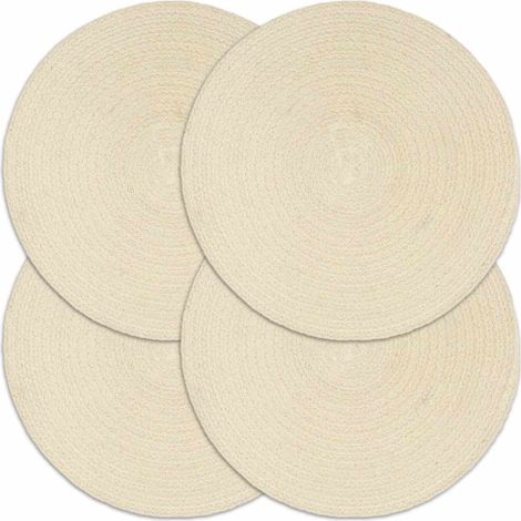 vidaXL Manteles individuales redondos 4 uds algodón natural liso 38 cm (1/3)