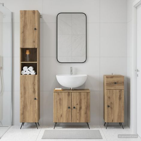 vidaXL 3 Piece Bathroom Cabinet Set BREDA Artisan Oak Engineered Wood (1/5)