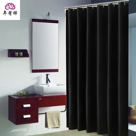 Cortina de ducha negra impermeable para baño, 180 x 200 cm. (1/5)