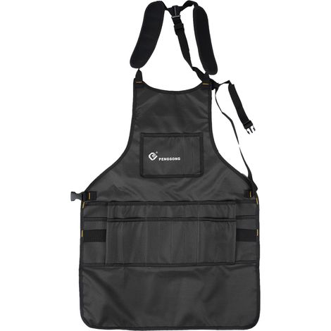 Tablier de cuisine bavoir en tissu Oxford imperméable avec poches et bretelle réglable unisexe pour BBQ cuisson dessin bricolage PENGGONG