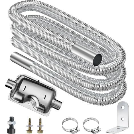 Tuyau d'échappement Silencieux 300cm 25mm Flexible Tuyau d'échappement Acier Inoxydable Colliers Acier Inoxydable Chauffage Diesel Voiture (1/4)