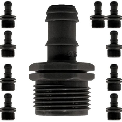 Pack 10 Enlace rosca macho 16mm x 3/4'' riego por goteo