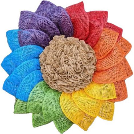 Guirlande Arc-En-Ciel - Décoration Porte Extérieure - Guirlande Tissu 40 cm - Pour Maison Rustique Printemps Fêtes - 1 Pièce