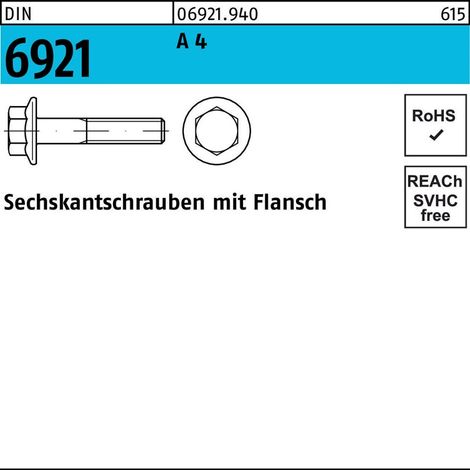 Sechskantschraube DIN 6921 Flansch M6x 35 A 4 200 Stück (1/2)