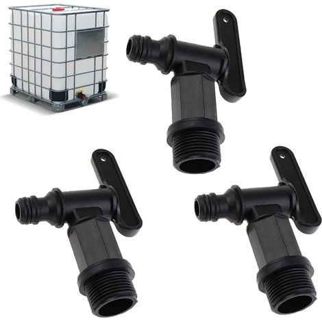 3pcs Robinet Bout à Bout 3/4" pour Seaux en Plastique Eau Remplacement pour Seau de Jardin Conduites d'eau Robinet Réservoirs d'eau (1/5)