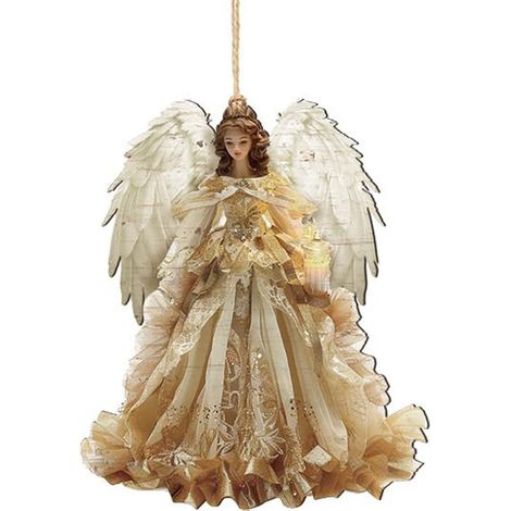 Angel - Décoration De Sapin De Noël En Résine Et Tissu - Ailes En Fibres Synthétiques - Pour Arbre Intérieur Ou Extérieur - 1 Pièce (1/4)