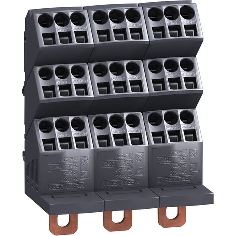 LINERGY 250A 3P IPxx B Verteilerblock mit 9 Ausgängen pro Phase und 140 mm Höhe (1/2)