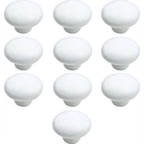 Bouton Porte 10 PCS 33mm Céramique Poignée Porte de Cuisine Armoire à Tiroirs Porte Boutons Blanc