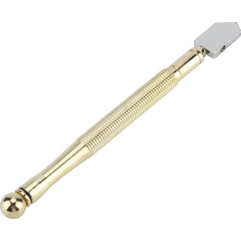 BRAVIX Coupe-Verre Professionnel,Outil de Coupe en Verre de Qualité Professionnelle Super Cutter Poignée en Métal pour Couper Carreaux Mirror Bottle Forme de Crayon et Conception(Copper Handle)