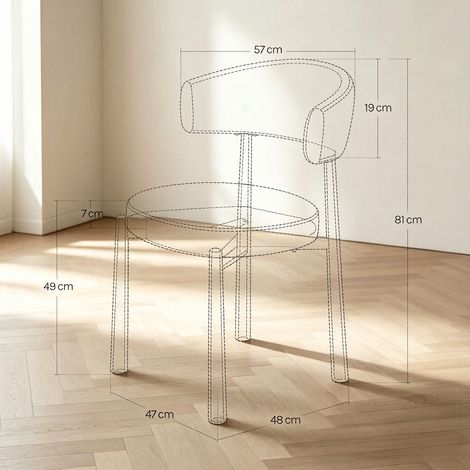 Chaise confortable, chaise d'appoint élégante aux formes arrondies, chaise de salle à manger élégante (vendue par lot de 2) (1/4)