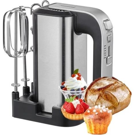 Batteur Électrique de Cuisine avec 5 Vitesses, Batteur A Main Puissant avec 2 Fouetset 2 Crochets, avec Fonction du Turbo Boost (1/4)