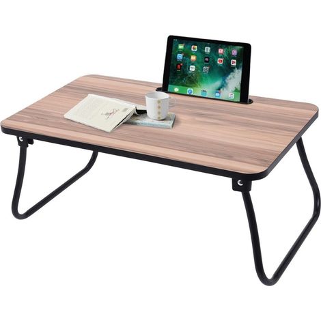 Table pliante multifonctionnelle 52,5 cm – Support tablette intégré – Bois et métal – Pour travail sur canapé ou lit – Excellent (1/5)