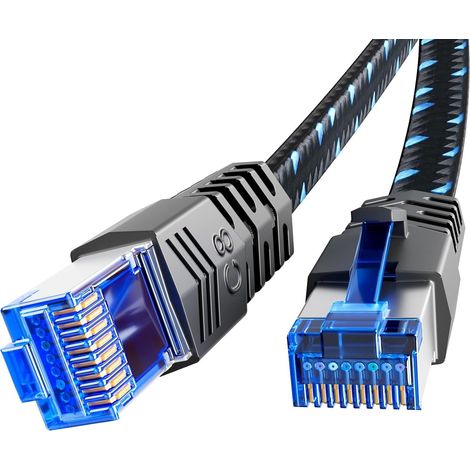 Cat 8 Câble Ethernet 0,5m, 40Gbps Tressé Plat Blindé pour Réseau (1/5)