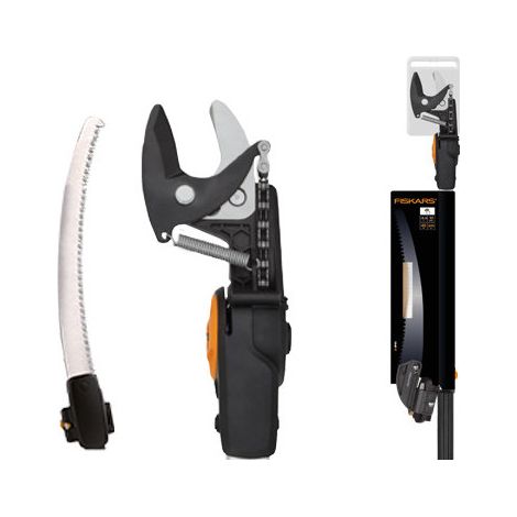 Fiskars – Ébrancheur télescopique UP86 avec scie jusqu’à 38 mm – Longueur réglable jusqu’à 4,5 m – Angle de coupe réglable 230° – Acier