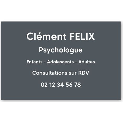 Plaque professionnelle personnalisée en PVC pour psychologue, sophrologue - 1 à 5 lignes de texte - Format 30 x 20 cm (1/3)