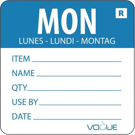 Lot de 500 étiquettes Jour de la semaine - Vogue - L066