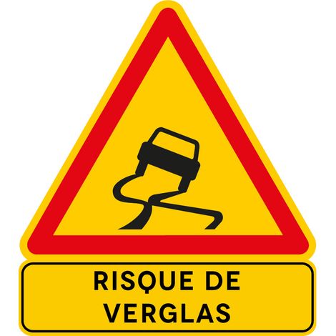 Signalisation de Travaux Temporaires Panneaux de Travaux Temporaires. Danger Chantier Temporaire - Attention risque de verglas - Panneau classique