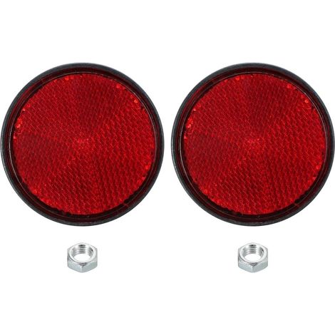 Runde Reflektoren 2 Stück 60 mm rot mit M6-Schraubbefestigung – Sicherheitsreflektoren – Fahrrad- und Motorradzubehör (1/5)