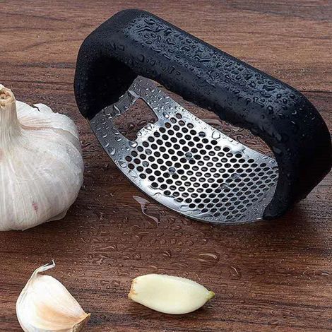 2-in-1 Knoblauchpresse aus Edelstahl: Knoblauchschneider und Flaschenöffner, manuelle Knoblauchpresse (1/5)