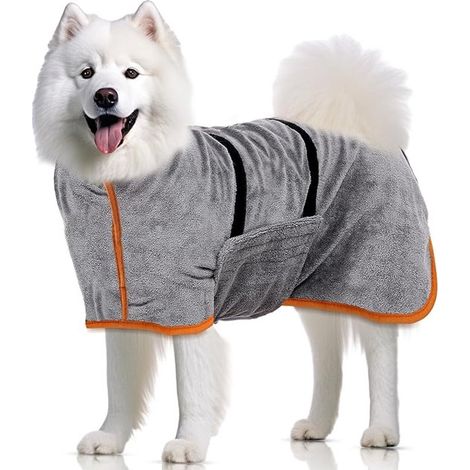 Accappatoio/asciugamano per cani con cinturino regolabile, asciugamano da bagno per animali domestici, accappatoi per animali domestici, accappatoio/asciugamano per cani, altamente assorbente per (1/5)