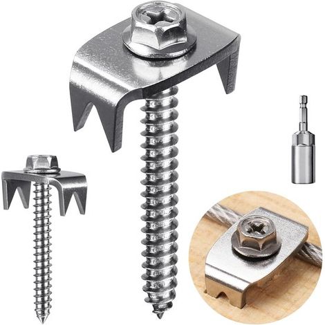 Gartenzäune 200 teiliges Set aus wiederverwendbaren Draht und Maschendrahtzäunen aus Edelstahl 304 für Weichholzzäune, inklusive Drahtbefestigung (1/4)