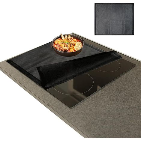 Plaque à induction 52 x 61 cm - Tapis de protection thermique en silicone pour cuisinière à induction - Maille noire (1/5)